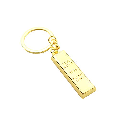 Customized 4-Sided Vertical Gold Bullion Keychain,Crytech Fashionable Personalized Zinc Alloy Engrave Message Bar Keyring Chain Car Keys Cellphone Purse Pendant Charms for Women Men (Gold)