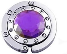 lyuboov Diamond Heart-shaped Pocket Folding Pocket Door Hook Round Handbag Hook Holder, Metal, pueple, one sizw