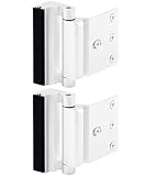 Home Security Door Lock, Childproof Door Reinforcement Lock with 3" Stop Withstand 800 lbs for Inward Swinging Door, Upgrade Night Lock to Defend Your Home (White-2 Pack)