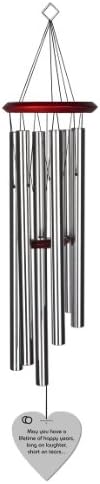 Chimesofyourlife wed-laughter &amp; tears-heart-35-silver Laughter and Tears Wedding Wind Chime, 35-Inch, Silver