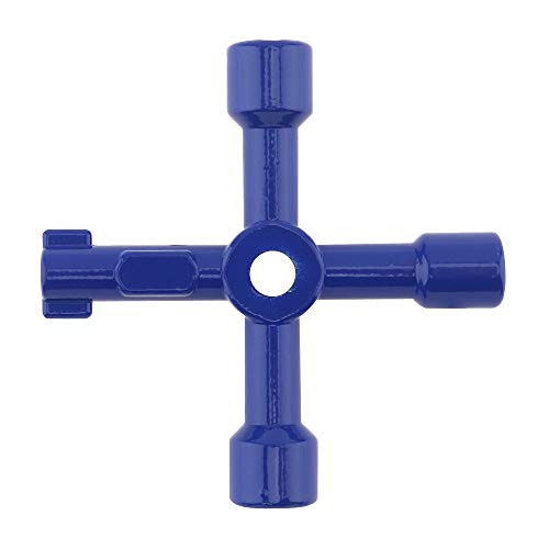ChgImposs Multi-function Key Wrench, 4 In 1 Universal Inside Cross Triangle Plumber Blue Key Wrench for Electric Control Cabinet Train Elevator