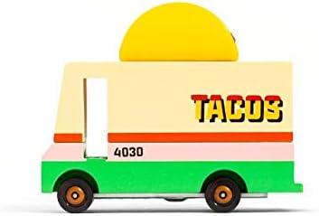 Candylab Candyvan Taco Van, Wooden Toy Vehicle, Kids Toy, Orange Wheels, 3 Years+, Food Truck Theme, Multicolor, 9.4 x 9.4 x 4.3 cm