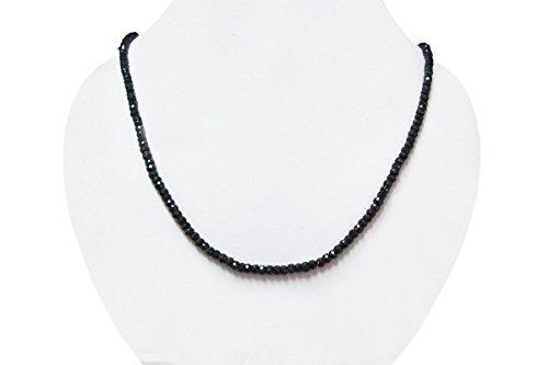 Black Spinel Beads Necklace Strand with Sterling Silver findings 16" Gemstone Handmade Jewelry - Thumbnail 4