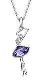 Neoglory Fashion Jewelry Violet Crystal Ballet Dance Girl Pendant Necklace Ballerina 18