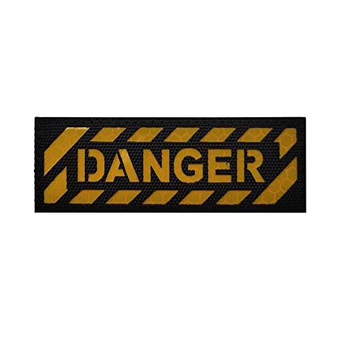 ewkft Warning Danger Reflective Patch,IR Infrared Patches Hook and Loop Fastener Backing Tactical Military Emblem Decorative Patches Sewing Appliques Badges (Danger)