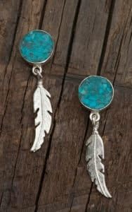 Feather on Turquoise Disc Post Earnings