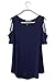 Adreamly Women's Casual Summer Short Sleeve Loose Strappy Cold Shoulder Tops Basic T Shirts Blouses Navy Blue X-Large