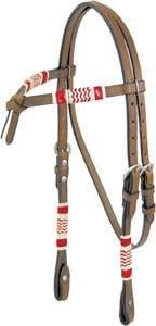 Cowboy Pro Rawhide Trim Headstall - Pecan - Horse