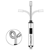 Electric Lighter, CHETONE Electric Charging Lighter Rechargeable E Lighter with USB and Long Neck Windproof Lighters for Outdoor Camping BBQ Grill Kitchen Candle Fireplace Campfire, Silver 9.4 Inch