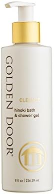Golden Door Skincare Hinoki Bath and Shower Gel, 8 fl oz, All Natural, Deeply Relaxing, Refreshing, Aromatic, Japanese Cedar and Cypress, Essential Oils, Gently Cleanse, Hydrate and Comfort The Skin