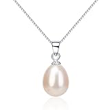 Ms. Girl 925 Silver Necklace White Teardrop Pearl Necklace for Women AAA Quality