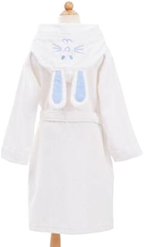 KM Kids Thin Hooded Toweling Cotton Bathrobe (10A, White+Blue)