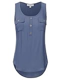 JJ Perfection Women's Solid Woven Scoop Neck Sleeveless Tunic Tank Top DUSTYBLUE M