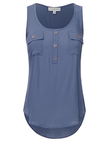 Jj perfection women s solid woven scoop neck sleeveless…