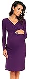 Zeta Ville Women's Pregnancy Maternity Casual Long Sleeve Jersey Dress 285c