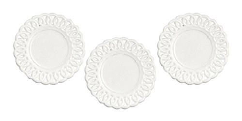 Dollhouse Miniature Set of 3 Chrysnbon White Lace Edged Plates
