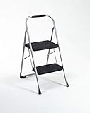 Cosco Two Step Big Step Folding Step Stool with Rubber Hand Grip, Grey Gray