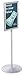 Displays2go Pedestal Sign Holder Stand with Telescoping Post, Double-Sided Poster Frame for 11x17 Graphics, Top-Loading Design - Silver, Aluminum