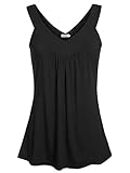 Ninedaily Women Sleeveless Comfy Tunic Top Pleated Front V Neck Tanks Vest
