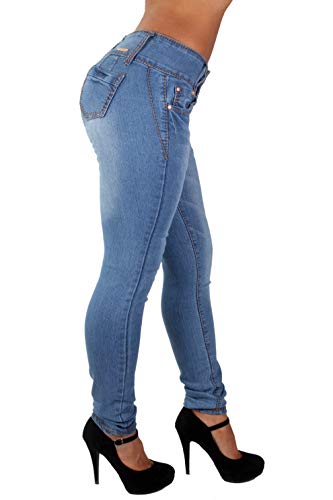 Colombian Design, Mid Waist, Butt Lift, Levanta Cola, Skinny Jeans in M. Blue Size 15