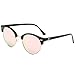 SOJOS Classic Clubround Shades Semi-Rimless Unisex Sunglasses with Metal Rivet SJ2031 with Black Frame/Pink Mirrored Lens