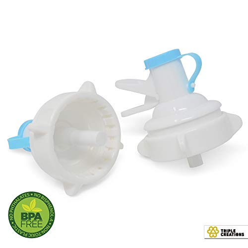 2 Pcs Water Dispenser Valve (BPA FREE) for 55mm Crown Top Drinking 3-5 Gallon Jug Bottle Reusable Water Jug Cap Replacement Faucet Spigot Tap - Includes Blue Dust Cover.