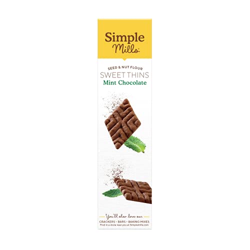 SIMPLE MILLS MINT CHOCOLATE SEED AND NUT FLOUR SWEET THINS, PALEO FRIENDLY AND DELICIOUS SWEET THIN COOKIES, GOOD FOR SNACKS, NUTRIENT DENSE, 4.25 OZ (PACK OF 3)