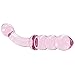 Healthy Vibes Glass Creations Curved Pink Glass G-spot Dildo with Pleasure Texture - Double Ended Anal Dildo