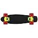 Cal 7 Complete Mini Cruiser Skateboard, 22 Inch Plastic in Retro Design (Black, Yellow, and Red)