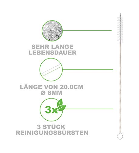 Pentaton Trinkhalme aus Edelstahl, 8 Wiederverwendbare Strohhalme, 3 Reinigungsbürsten, Metallstrohhalme, Länge 21,5cm… – Bild 3