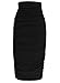 VfEmage Womens Elegant Ruched Frill Ruffle High Waist Pencil Mid-calf Skirt