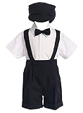 Black Special Occasion Suspenders and Short Set with Hat - Size 2T