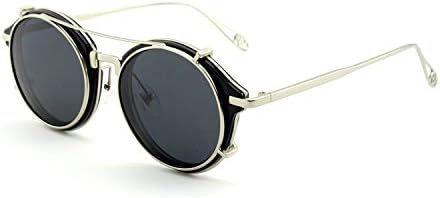 LINVO Clip on Steampunk Polarized Sunglasses Alloy Double Lens for Men and Women