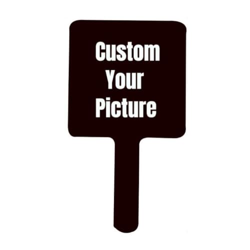 KQISAN Custom Handheld Makeup Mirrors with Your Image/Text - Hand Held Mirror with Handle for Makeup, Single-Sided Portable Travel Vanity Mirror for Men Women(Square),Custom Design,22 * 12cm