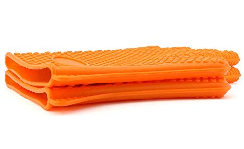 TOPULORS BBQ Grilling Gloves Oven Mitts Gloves for Cooking Baking Barbecue Potholder（Orange） - Thumbnail 4