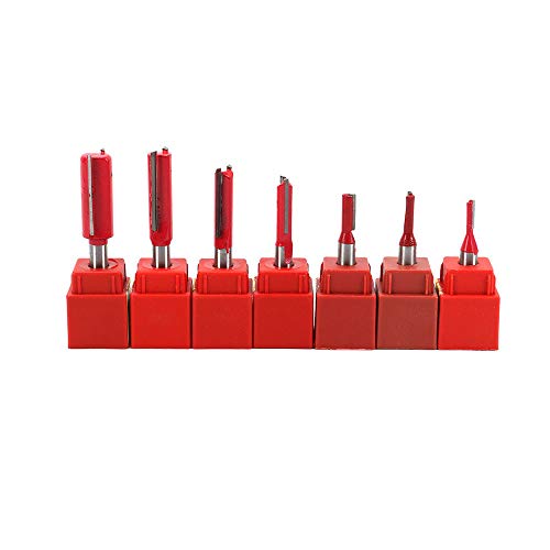 1/4"Inch Shank Dual Flute Cutter Straight Bit Router Bits Rotary Tool for Woodworking Blade Dia 3-12mm 7 Pcs
