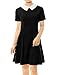Allegra K Women's Short Sleeves Contrast Collar Fit and Flare Dress XL Black