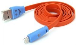 iBee Genuine 1M Smiling Face Design Lightning 8 Pin USB Noodle Cable for iPhone 5/5S/5C (Orange)