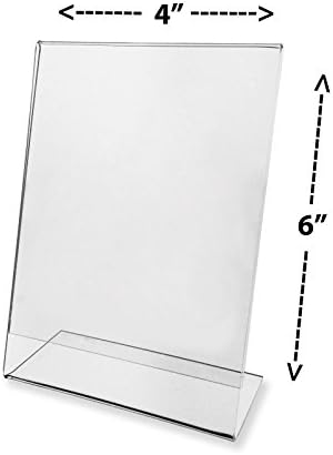 12 Pack 4"x6" Clear Acrylic Plastic Picture Frames, Sign Holders 4x6 Vertical