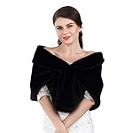 Aukmla Sleeveless Faux Fur Shawl Wedding Fur Wraps and Shawls Bridal Fur Stole for Brides and Bridesmaids