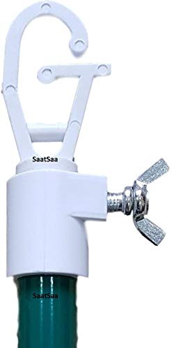 SaatSaa Galvanised Metal Extendable Washing Line Outdoor Telescopic Clothes Prop Pole 1.15m-2.2m Green, White