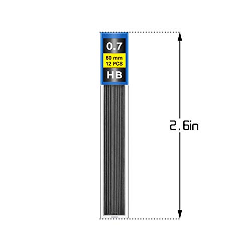 Wpxmer 576 Pieces HB Black Lead Refills Mechanical Pencil Refills, 48 Tubes (0.7 mm and 0.5 mm)
