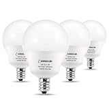LOHAS E12 5watt (40-60w Equivalent) LED Bulb, Small Base Candelabra Round Light Bulb Daylight 5000K, 600Lumen for Ceiling Fan Light Bulb, G14 LED Globe for Bathroom Vanity Light, Not-Dimmable, 4 Pack