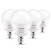 LOHAS E12 5watt (40-60w Equivalent) LED Bulb, Small Base Candelabra Round Light Bulb Daylight 5000K, 600Lumen for Ceiling Fan Light Bulb, G14 LED Globe for Bathroom Vanity Light, Not-Dimmable, 4 Pack