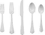 AmazonBasics 20-Piece Stainless Steel Flatware Silverware Set with Scalloped Edge, Service for 4