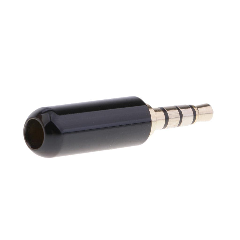 zalati 3.5mm 4 Pole Male Plug 1/8inch TRRS 4 Pole Gold-Plated Metal Earphone Adapter A/V Solder Audio Jack Connector for DIY Stereo Headset Earphone Replacement Black