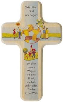 Decorative Cross-Shaped Gift for First Holy Communion Gods Blessing [German Language]