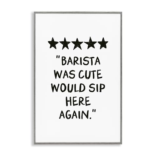 Stupell Industries Barista Was Cute Rating Gray Framed Giclee Art design by JJ…