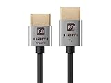 Monoprice HDMI High Speed Active Cable - 10 Feet - Silver, 4K@60Hz, HDR, 18Gbps, 36AWG, YUV 4:4:4 - Ultra Slim Active Series
