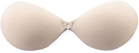 Amofer Invisible Reusable Backless Self Adhesive Strapless Push Up Silicone Bra (D, Nude)